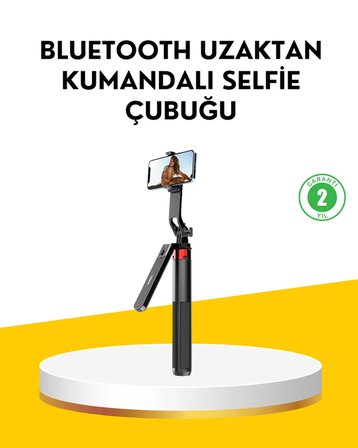 Tripodlu Selfie Çubuğu Uzaktan Kumandalı Canlı Yayın Uyumlu