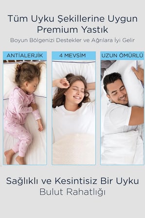 3 Adet 50x70cm Nano Jel Lüks Yastık | 1200gr Anti-alerjik Pamuklu Yastık Seti 3lü