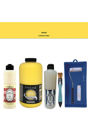 Banyo Mutfak Boyası-Cadence Multi H-008 Limon Sarı 2Lt Pya 500Ml Taş Vernik Parlak 500Ml Ruloset