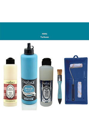 Banyo Mutfak Boyası-Cadence Multi H-041 Turkuaz 500Ml Pya250Ml Taş Vernik Mat 250Ml Saten Rulo