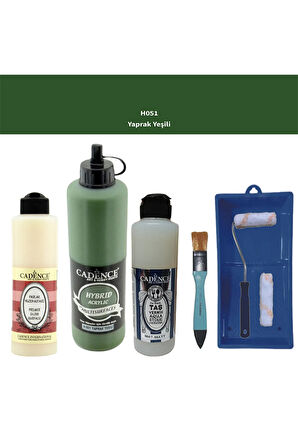 Banyo Mutfak Boyası-Cadence Multi H-051 Yaprak Yeşil 500Ml Pya250Ml Taş Vernik Mat 250Ml Saten Rulo