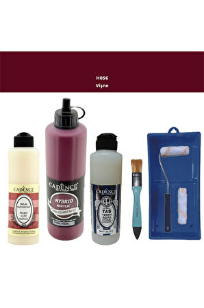 Banyo Mutfak Boyası-Cadence Multi H-056 Vişne 500Ml Pya250Ml Taş Vernik Mat 250Ml Saten Rulo
