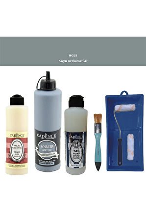 Banyo Mutfak Boyası-Cadence Multi H-058 Koyu Arduvaz Gri 500Ml Pya250Ml Taş Vernik Mat 250Ml Rulo