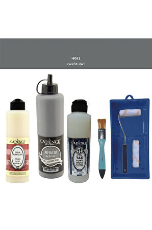 Banyo Mutfak Boyası-Cadence Multi H-081 Grafiti Gri 500Ml Pya250Ml Taş Vernik Mat 250Ml Saten Rulo