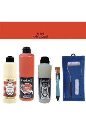 Banyo Mutfak Boyası-Cadence Multi H-105 Nar Çiçeği 500Ml Pya250Ml Taş Vernik Mat 250Ml Saten Rulo