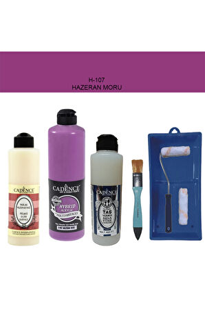 Banyo Mutfak Boyası-Cadence Multi H-107 Hazeran Moru 500Ml Pya250Ml Taş Vernik Mat 250Ml Saten Rulo