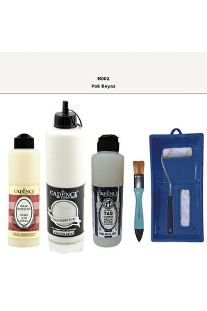 Banyo Mutfak Boyası-Cadence Multi H-002 Pak Beyaz 500Ml Pya 250Ml Taş Vernik Parlak 250Ml Saten Rulo