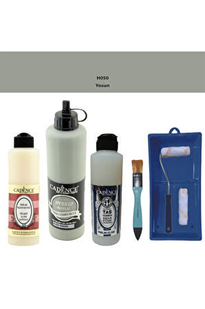Banyo Mutfak Boyası-Cadence Multi H-050 Yosun 500Ml Pya250Ml Taş Vernik Parlak 250Ml Saten Rulo