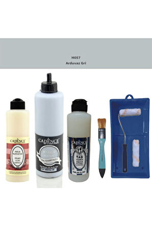 Banyo Mutfak Boyası-Cadence Multi H-057 Arduvaz Gri 500Ml Pya250Ml Taş Vernik Par 250Ml Saten Rulo