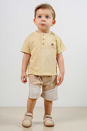 Bebek Çocuk Pamuklu Şortlu 2'li Takım Trend Moda Alt Üst Takım