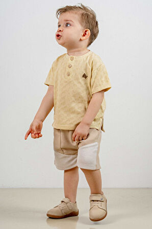 Bebek Çocuk Pamuklu Şortlu 2'li Takım Trend Moda Alt Üst Takım