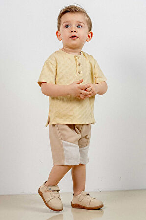 Bebek Çocuk Pamuklu Şortlu 2'li Takım Trend Moda Alt Üst Takım