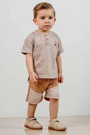 Bebek Çocuk Pamuklu Şortlu 2'li Takım Trend Moda Alt Üst Takım