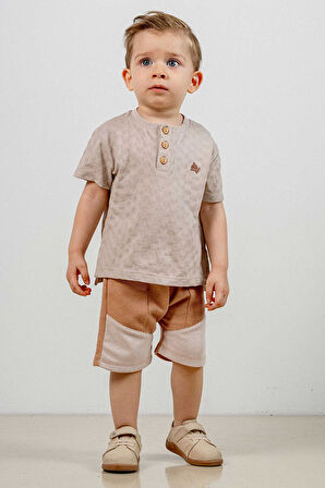 Bebek Çocuk Pamuklu Şortlu 2'li Takım Trend Moda Alt Üst Takım