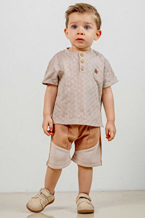 Bebek Çocuk Pamuklu Şortlu 2'li Takım Trend Moda Alt Üst Takım