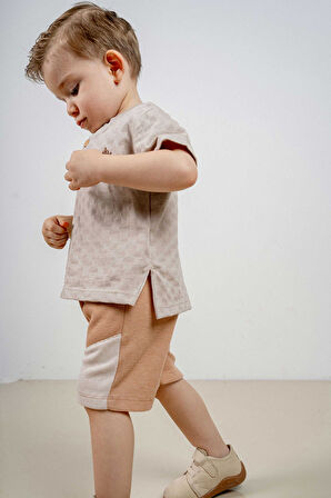 Bebek Çocuk Pamuklu Şortlu 2'li Takım Trend Moda Alt Üst Takım