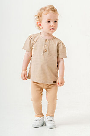 Bebek Çocuk Pamuklu Taytlı 2'li Takım Trend Moda Alt Üst Takım