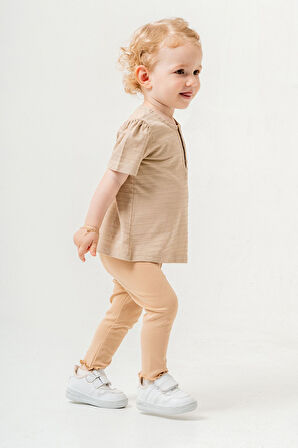 Bebek Çocuk Pamuklu Taytlı 2'li Takım Trend Moda Alt Üst Takım