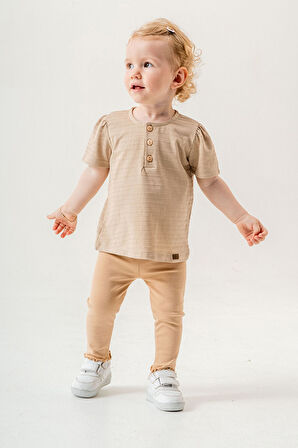 Bebek Çocuk Pamuklu Taytlı 2'li Takım Trend Moda Alt Üst Takım