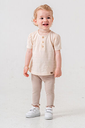 Bebek Çocuk Pamuklu Taytlı 2'li Takım Trend Moda Alt Üst Takım