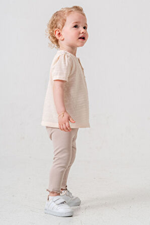 Bebek Çocuk Pamuklu Taytlı 2'li Takım Trend Moda Alt Üst Takım