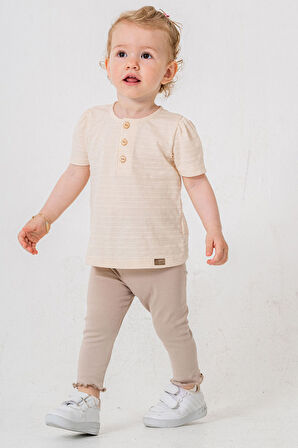 Bebek Çocuk Pamuklu Taytlı 2'li Takım Trend Moda Alt Üst Takım