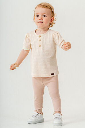 Bebek Çocuk Pamuklu Taytlı 2'li Takım Trend Moda Alt Üst Takım