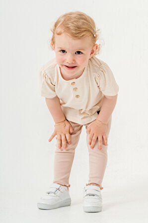 Bebek Çocuk Pamuklu Taytlı 2'li Takım Trend Moda Alt Üst Takım