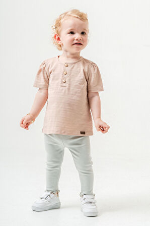 Bebek Çocuk Pamuklu Taytlı 2'li Takım Trend Moda Alt Üst Takım