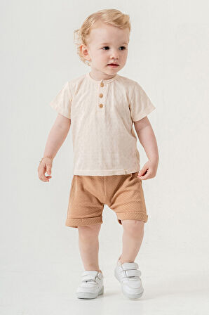 Bebek Çocuk Pamuklu Şortlu 2'li Takım Trend Moda Alt Üst Takım