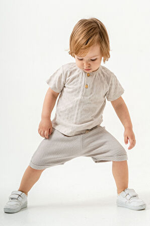 Bebek Çocuk Pamuklu Şortlu 2'li Takım Trend Moda Alt Üst Takım