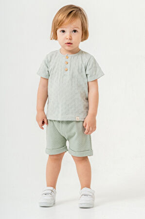 Bebek Çocuk Pamuklu Şortlu 2'li Takım Trend Moda Alt Üst Takım