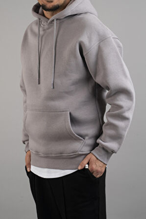 Erkek Kapüşonlu Basic Sweatshirt