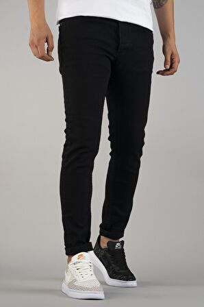 Erkek Slim Fit Dar Kesim Kot Pantolon Siyah