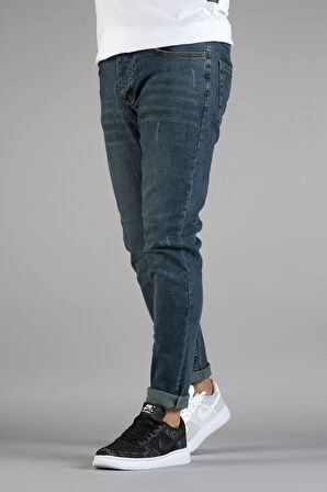 Erkek Slim Fit Dar Kesim Tırnaklı Kot Pantolon