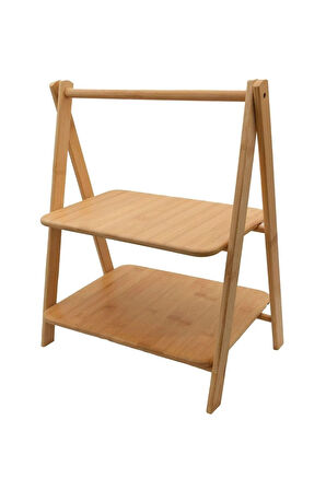 Doğal Bambu 2 Katlı Sunum ve Düzenleme Standı