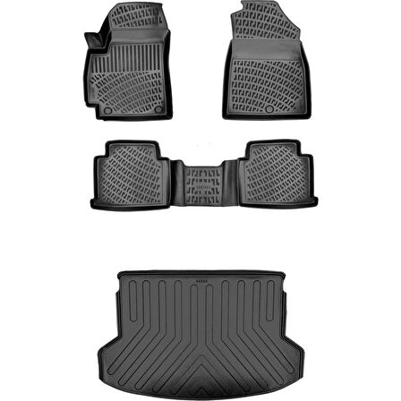 Toyota Yaris Üst Bagaj 2005-2011 3D Araca Özel Paspas ve Bagaj Havuzu Set