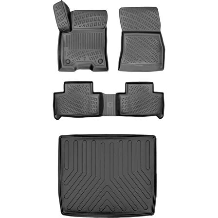 Nissan Qashqai + 2 2007-2014 (7 Koltuklu) 3D Araca Özel Paspas ve Bagaj Havuzu Set