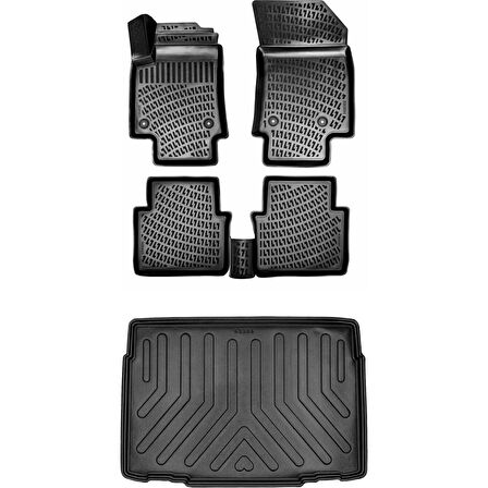 Opel Crossland 2020 Sonrası (Alt) (Sabit Zemin) 3D Araca Özel Paspas ve Bagaj Havuzu Set