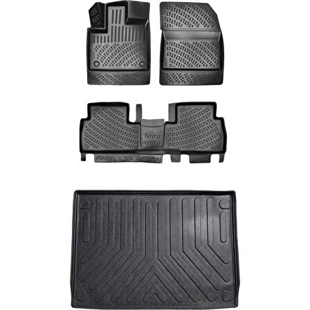 Citroen C4 2024 Sonrası Mhev (Alt) 3D Araca Özel Paspas ve Bagaj Havuzu Set