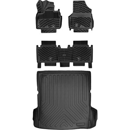 Kia Ev9 2024 Sonrası (4-5 Koltuklu) 3D Araca Özel Paspas ve Bagaj Havuzu Set