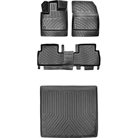 Opel Combo 2019 Sonrası (Katlanabilir Ön Yolcu Koltuğu Paspas)(Bagaj Demirsiz B.h.) 3D Araca Özel Paspas ve Bagaj Havuzu Set