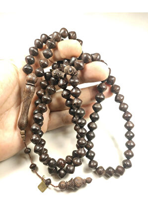 Halil Hilmi Usta Eseri İmzalı Venge Ağacı İri Boy Namaz Tesbihi Sertifikalı 5779