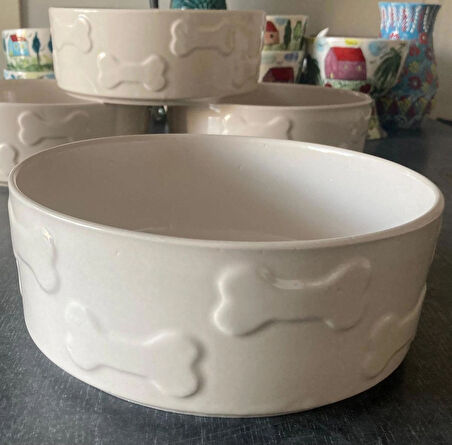 BÜYÜK BOY 3.5 LİTRE KEDİ & KÖPEK MAMA KABI PORSELEN 23 CM X 9 CM