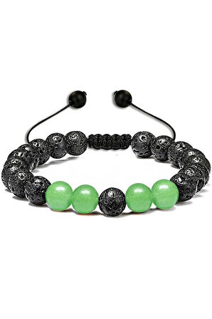 Sertifikalı Doğal Aventurin Volkan Lav Taşı Doğal Taş Bileklik Seti