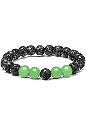 Sertifikalı Doğal Aventurin Volkan Lav Taşı Doğal Taş Bileklik Seti