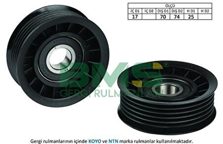 Bms 12 Alternatör Gergi Rulmanı Transporter T5 Golf Ivaudı Vw Seat 3.2 V6 03> Chevrolet Blazer Focus 1.4 1.6 1.8 2.0 98>01 Mondeo II 1.6 1.8 2.0 16V 96>00 Olcu (17×25×70)