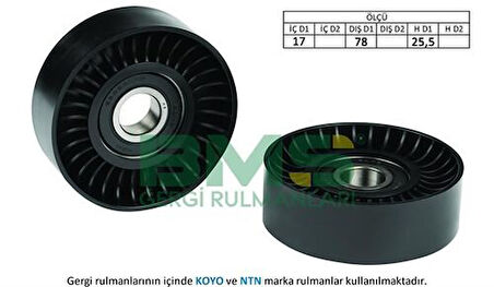 BMS 019 Alternatör Gergi Rulmanı 206 307 406 407 607 807 Expert C5 C8 Jumpy 1.8 16V 2.0 16V 2.0 2.2 Ölçü (17x78x25.5) 5751.60