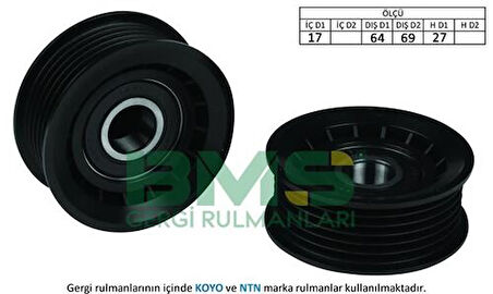 Bms 50 Kayış Gergi Rulmanı (Kanallı) W203 05>07 Cl203 05>08 W204 07>14 W211 05>08 W212 09>13 W221 06>13 R171 05>11 Vıano W639 07> Vıto W639 07> Sprinter 06>