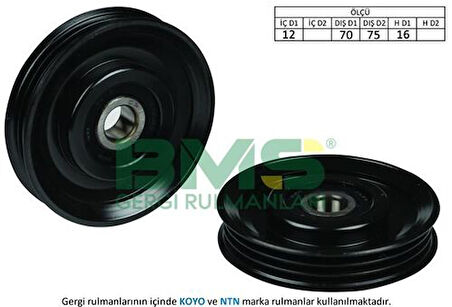 Bms 184 Alternatör Gergi Rulmanı 12×70 75×16 3 Pk Demir (Iron) Nıssan Mıcra III Note